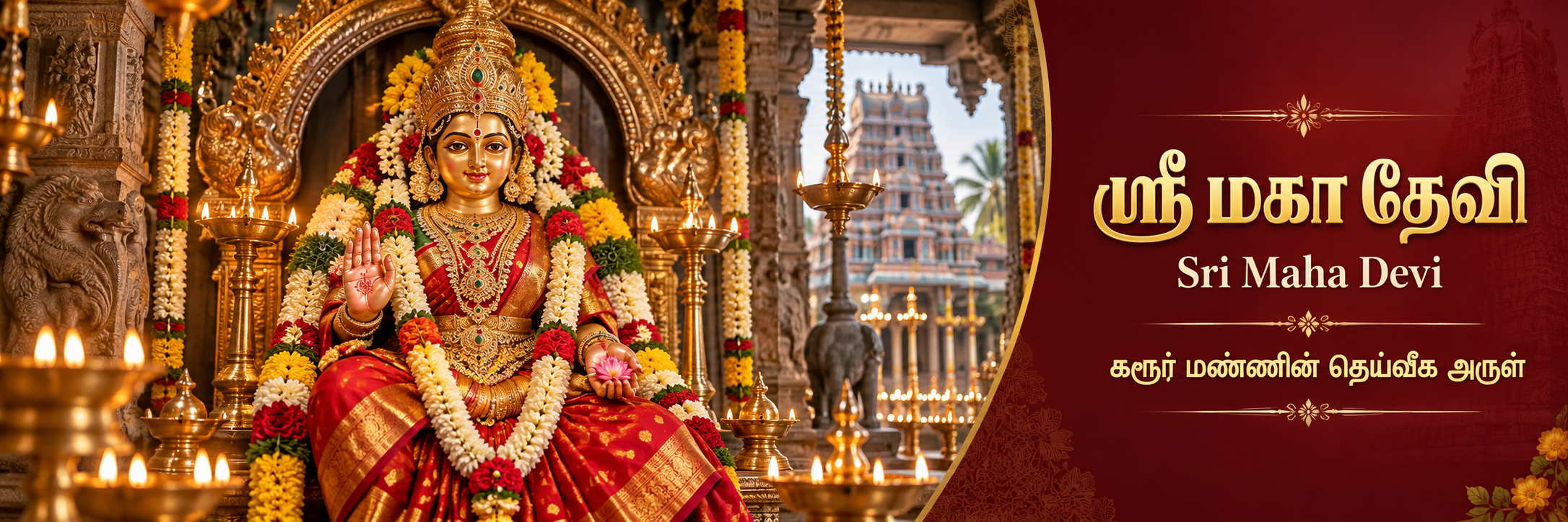 Temple festival celebration of Sri Maha Devi Amman with the gopuram of the aalayam